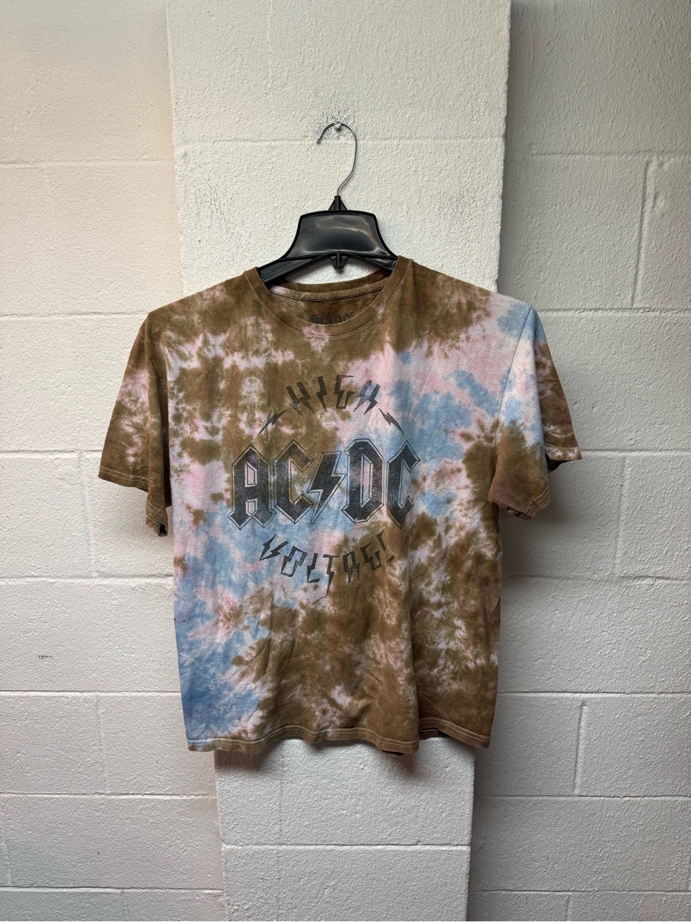 AC/DC Olive & Pink Fade Tie-Dye Band Tee